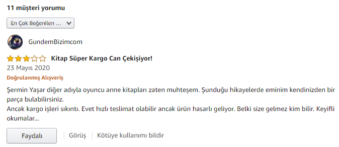 Amazon Türkiye Ürün Yorumum